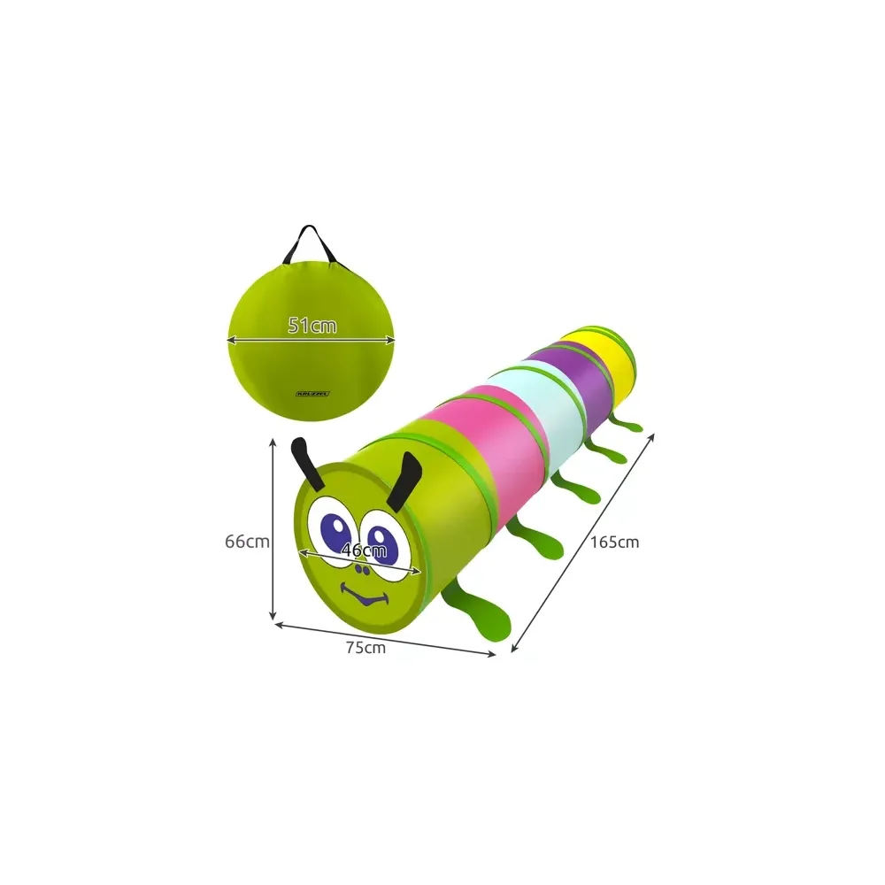 widok całego namiotu gąsienica rozłożonego do zabawy