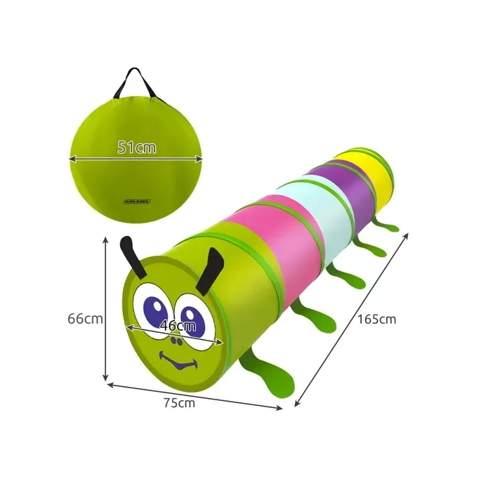 widok całego namiotu gąsienica rozłożonego do zabawy