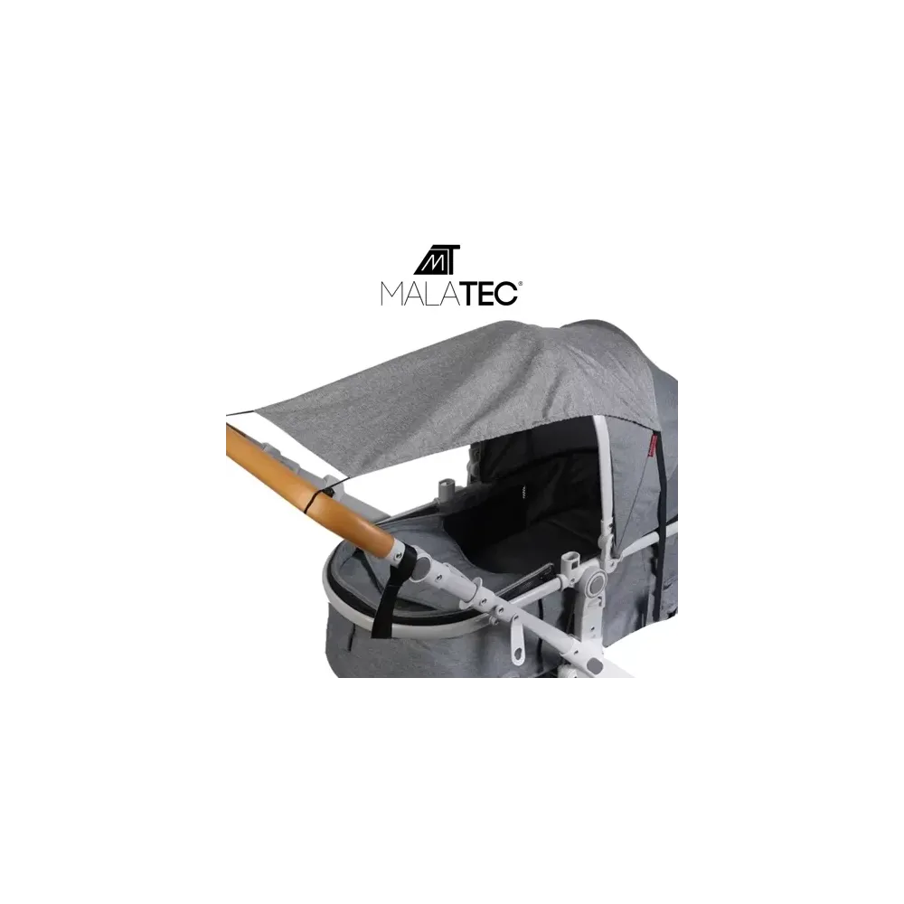 Szary daszek zacieniający do wózka widok z profilu