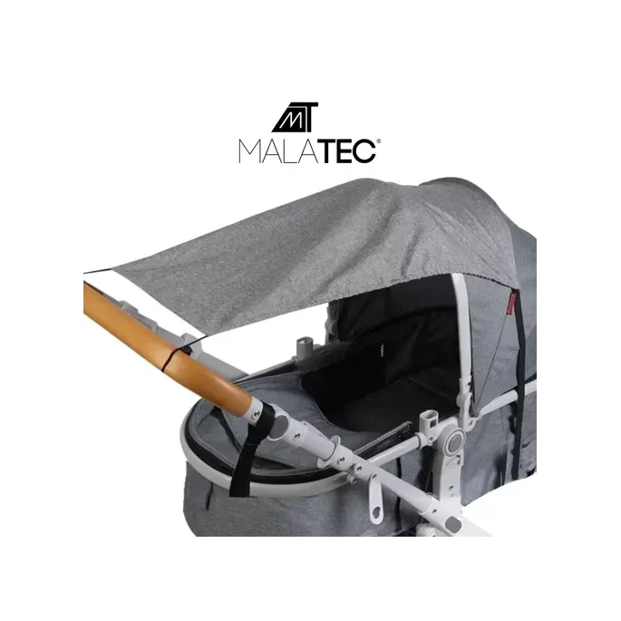 Szary daszek zacieniający do wózka widok z profilu