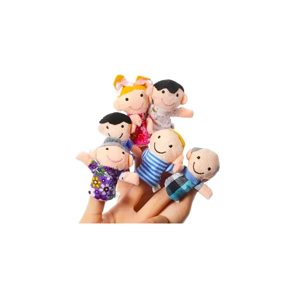 Zestaw sześciu kolorowych pacynek ludzików na palce