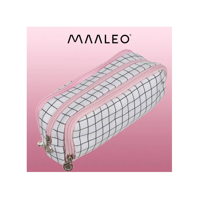 Widok piórnika rozłożonego z trzema oddzielnymi komorami