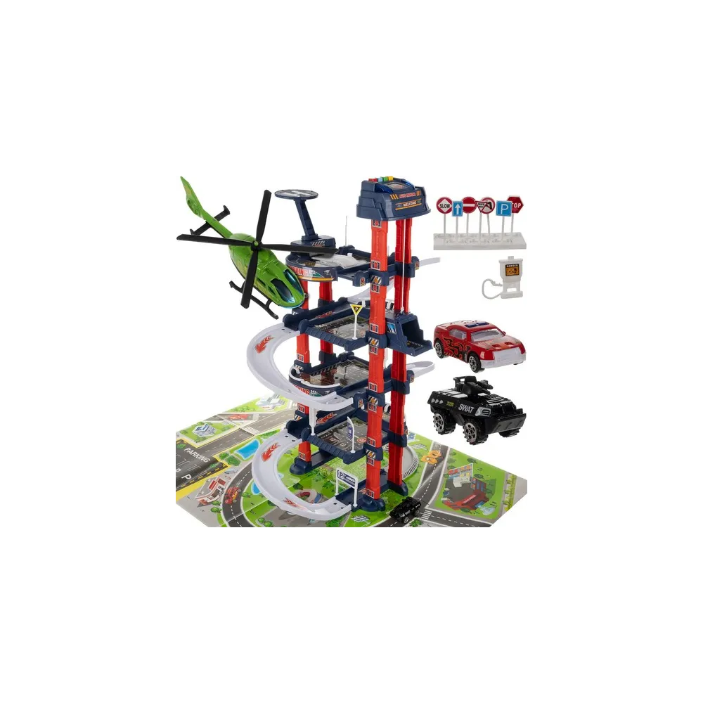 czteropoziomowy parking garaż Kruzzel 24646 z samochodzikami i helikopterem