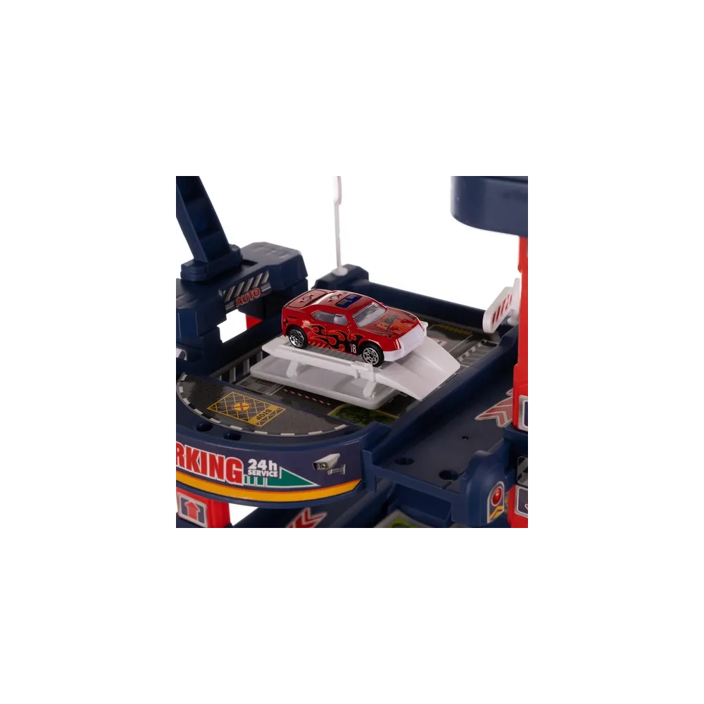 scena zabawy z samochodem wjeżdżającym na planszę miasta