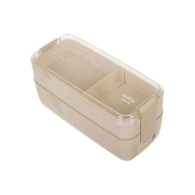 ekologiczne sztućce wykonane ze słomy pszenicznej obok pojemnika