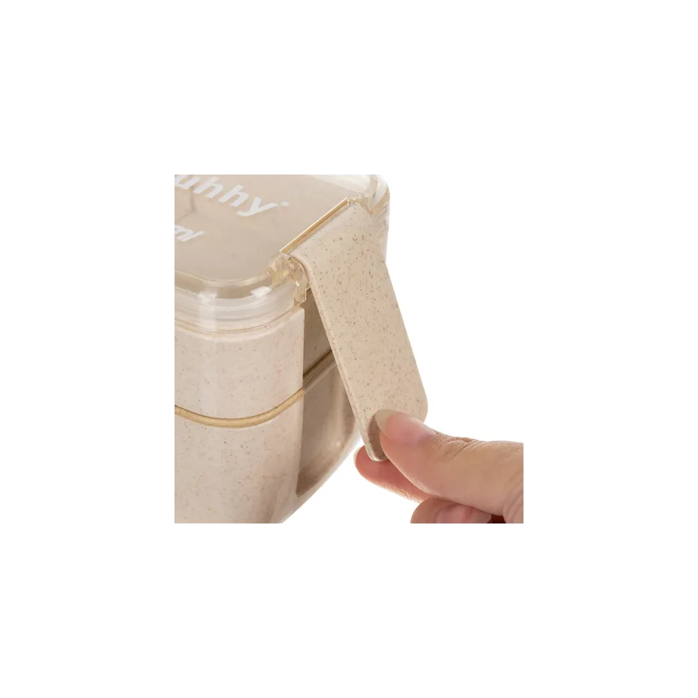 zamknięta śniadaniówka Ruhhy z widocznymi klamrami zabezpieczającymi