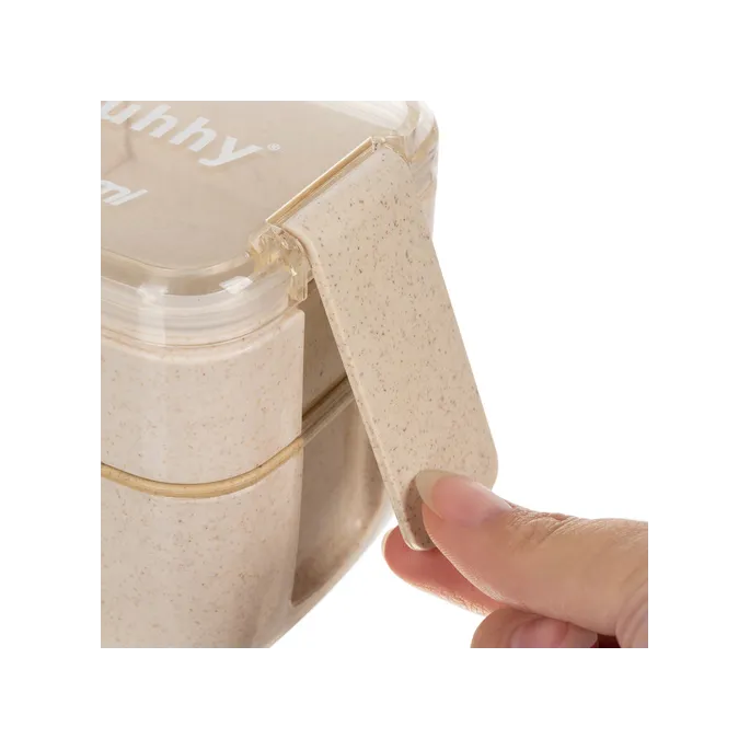 zamknięta śniadaniówka Ruhhy z widocznymi klamrami zabezpieczającymi