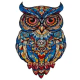 kolorowy motyw sowy złożony z drewnianych puzzli