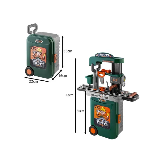 zestaw narzędzi do zabawy w walizce na kółkach z rączką