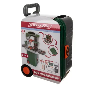 zbliżenie na kolorowy blat warsztatu dziecięcego z akcesoriami