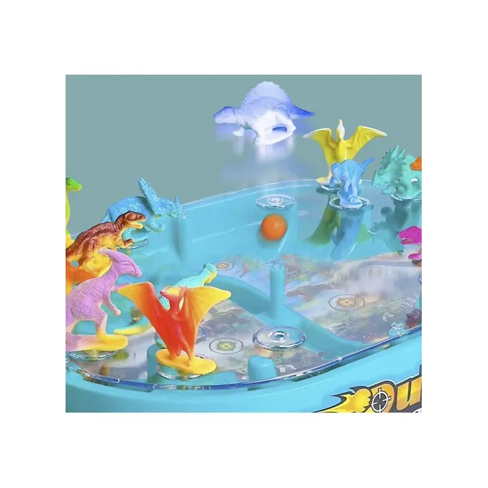 plansza gry Bitwa dinozaurów ustawiona na stole w pokoju dziecięcym