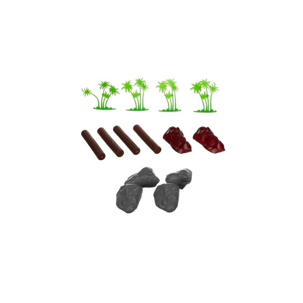 akcesoria: skały, palmy i kłody do zestawu figurek zwierząt