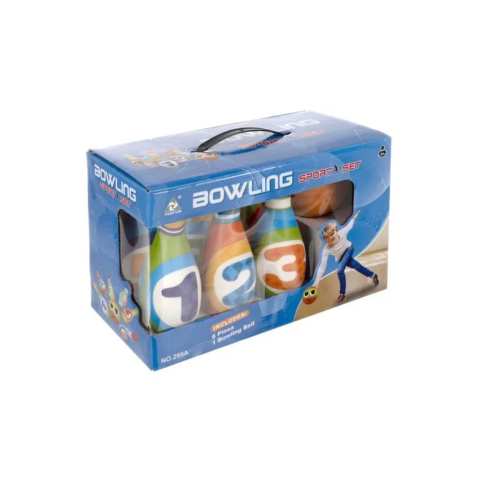 Komplet pięciu miękkich kręgli z kulą do gry