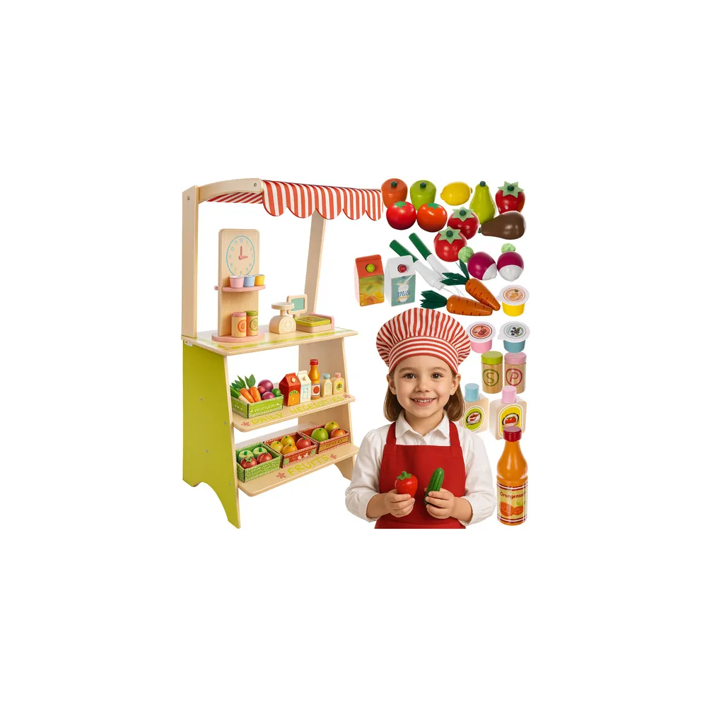 stragan drewniany z akcesoriami dla dzieci kruzzel 24888 widok ogólny