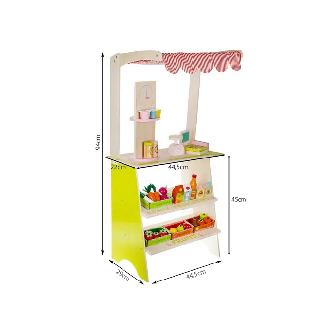 elementy zestawu kruzzel 24888 ułożone na ladzie drewnianego straganu