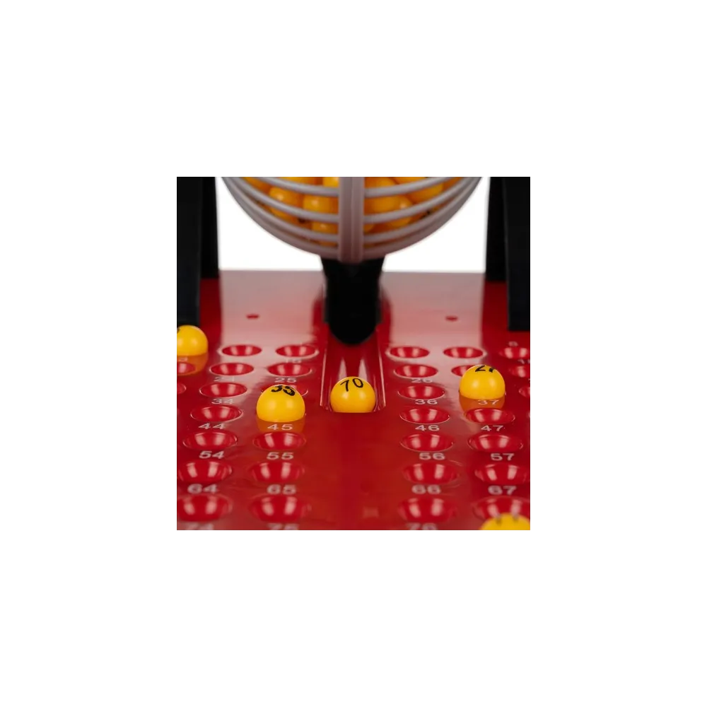 Zbliżenie na maszynę losującą kulki w zestawie Bingo Kruzzel 25006