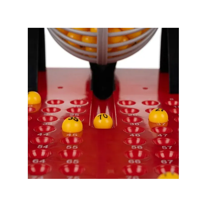 Zbliżenie na maszynę losującą kulki w zestawie Bingo Kruzzel 25006