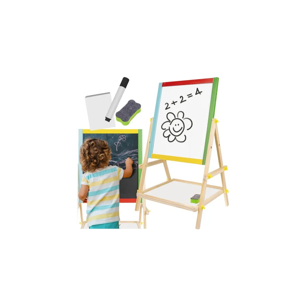 Dwustronna tablica drewniana Kruzzel 23546 na tle jasnej ściany