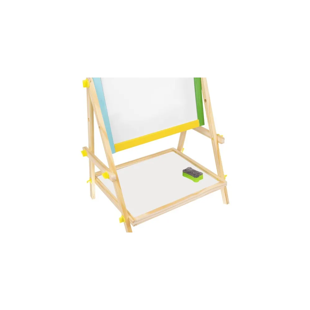 Dziecko bawiące się przy dwustronnej tablicy drewnianej Kruzzel 23546