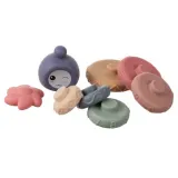 Komplet ośmiu klocków sensorycznych, w tym kotek i kwiatek