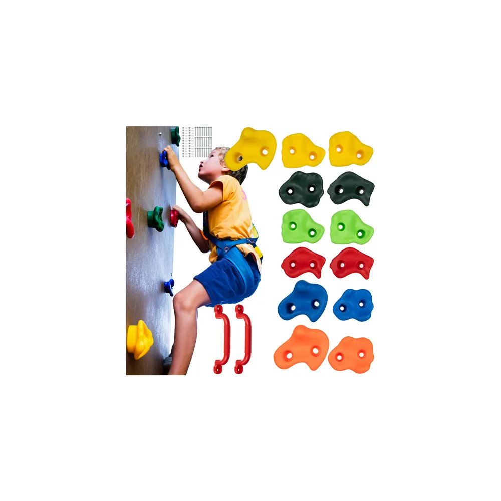 komplet uchwytów do wspinaczki dla dzieci na białym tle