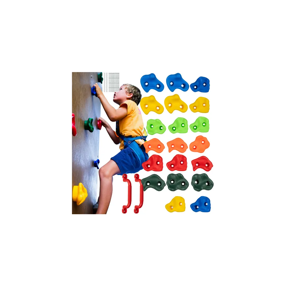 zestaw 22 kolorowych uchwytów do wspinaczki kruzzel 25395 na białym tle