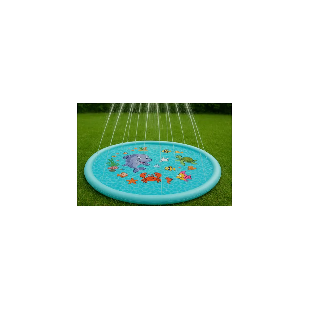 Składana mata zraszająca zapakowana w kolorowe opakowanie