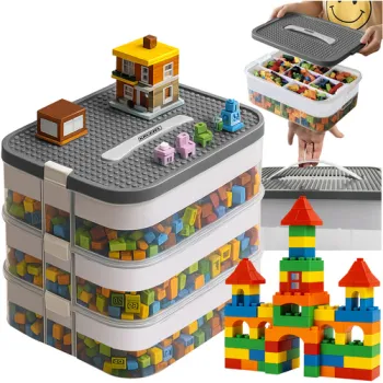 Pudełko na klocki Kruzzel 25757 widok z przodu na wszystkie poziomy