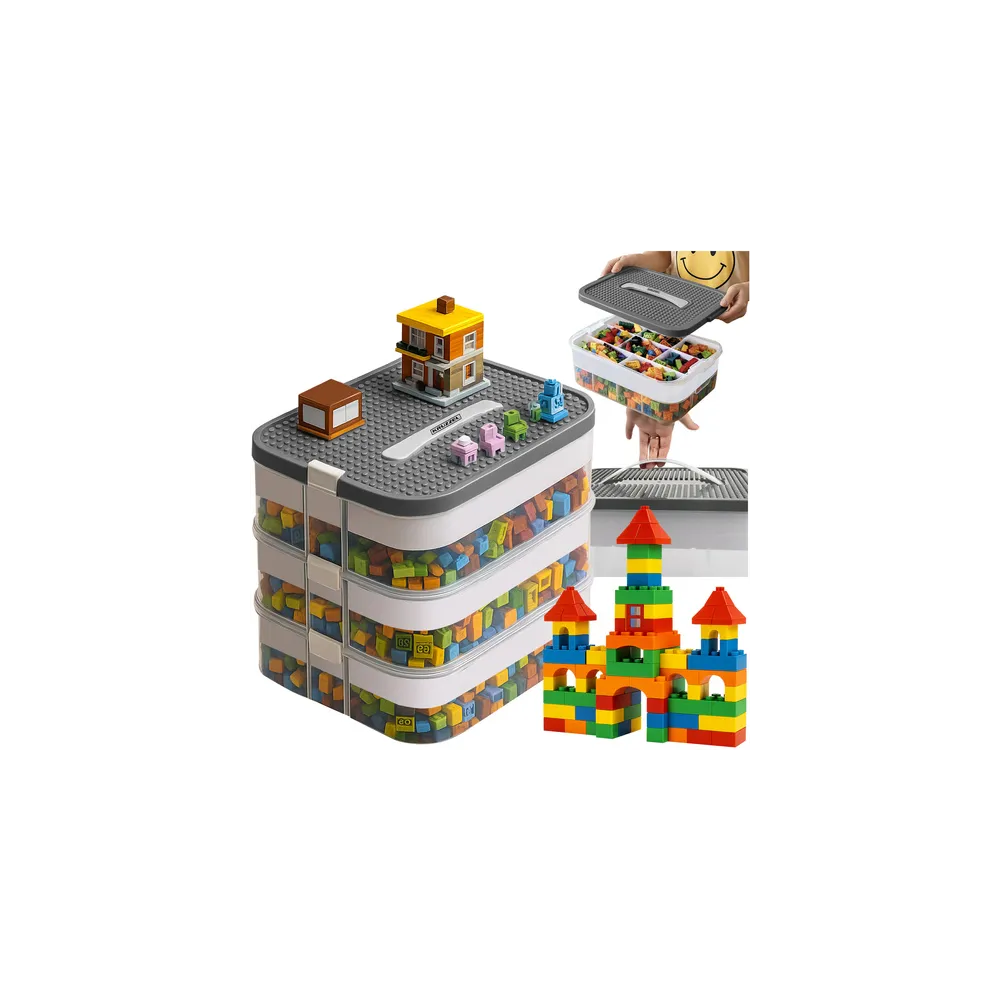 Pudełko na klocki Kruzzel 25757 widok z przodu na wszystkie poziomy