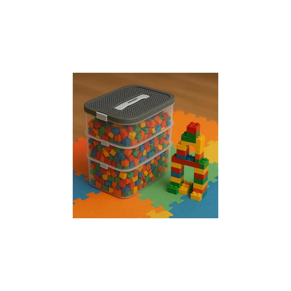 Wnętrze pudełka z różnymi rozmiarami przegródek na zabawki