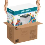 otwarte pudełko z widocznymi dwoma poziomami na klocki