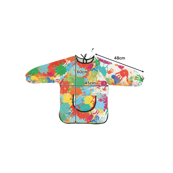 długi fartuch dziecięcy kruzzel z elastycznymi mankietami i luźnym krojem