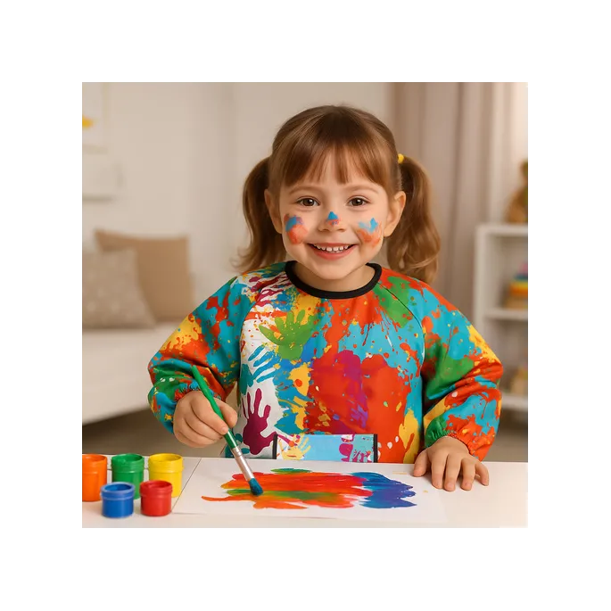 kieszeń na przybory, kredki lub chusteczki w fartuchu dla dzieci