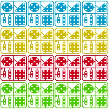 Komplet elementów mozaiki kreatywnej rozłożonych na powierzchni