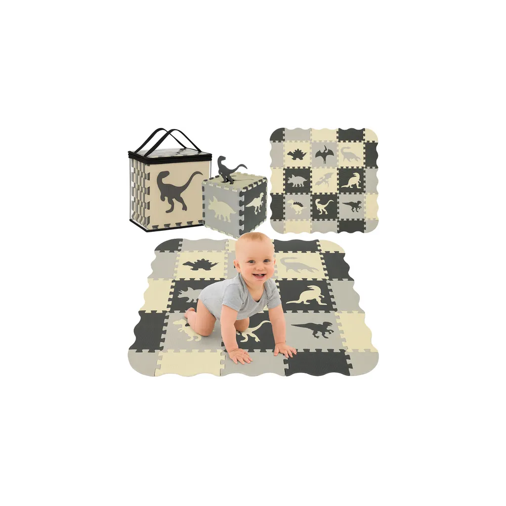 Puzzle piankowe z motywami dinozaurów na jasnym tle