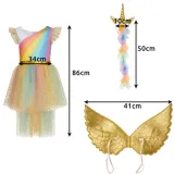 sukienka z tiulem i złotymi gwiazdkami rozłożona na płasko