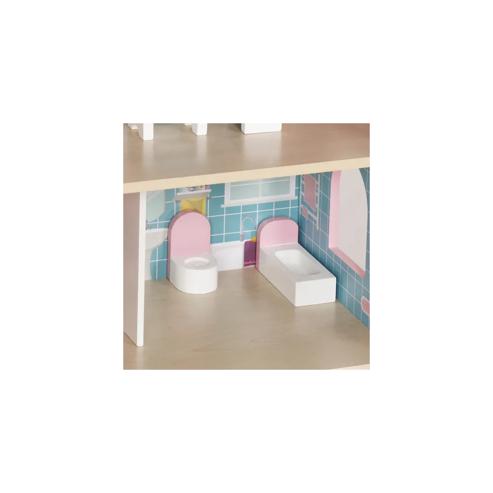 Domek drewniany Kruzzel 26364 z kompletem mebli i multikolorowymi ścianami