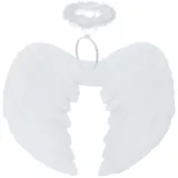 zestaw skrzydeł anioła z opaską z aureolą na białym tle