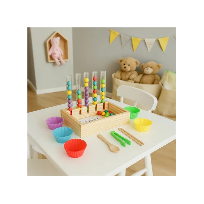 Zabawka edukacyjna z kulkami do ćwiczenia koordynacji ręka–oko