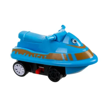 Zbliżenie na pojazd na baterie poruszający się po torze z puzzli