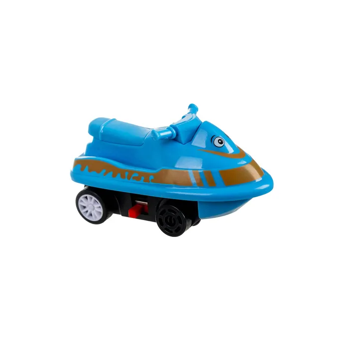 Zbliżenie na pojazd na baterie poruszający się po torze z puzzli