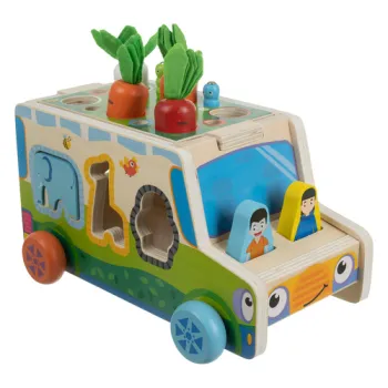 kolorowe elementy do sortera autko drewniane