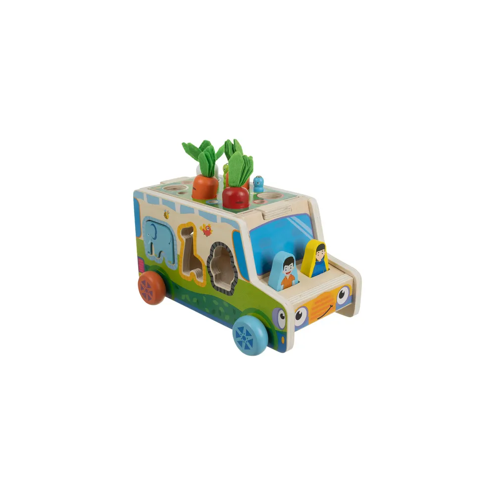 kolorowe elementy do sortera autko drewniane