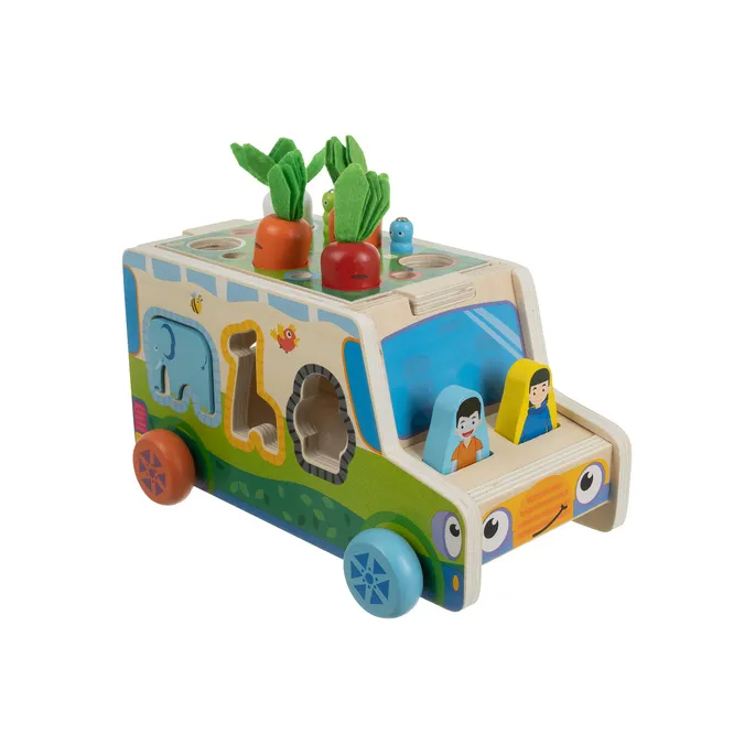 kolorowe elementy do sortera autko drewniane