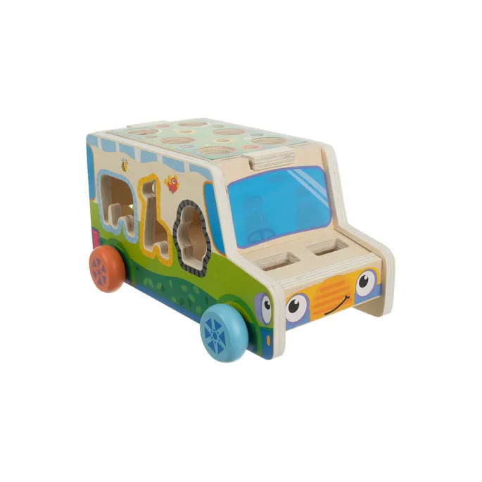 zabawka jeździk drewniane autko sorter z boku