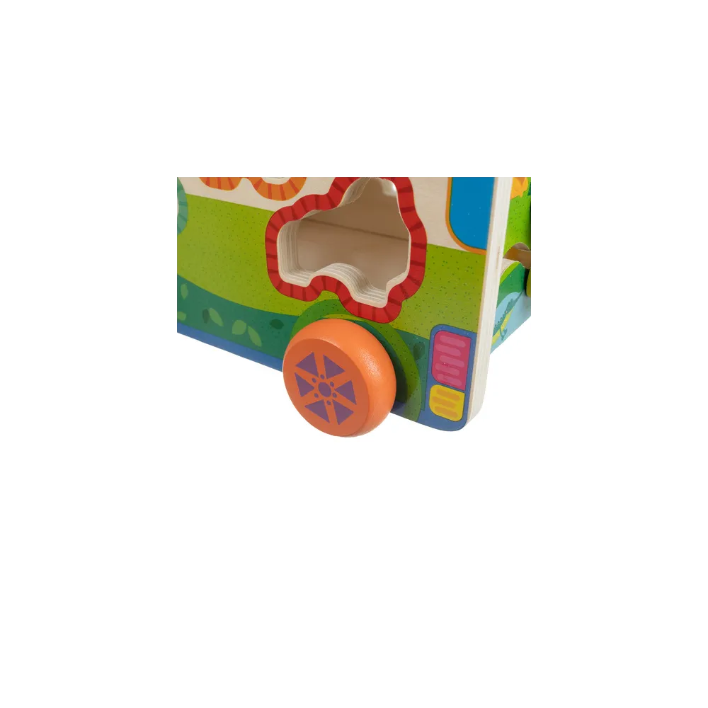 autko sorter kruzzel 26250 z kolorowymi klockami na tle jasnym