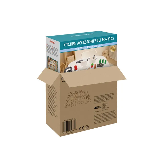 Zbliżenie na czajnik i rondelek z zestawu akcesoriów kuchennych dla dzieci