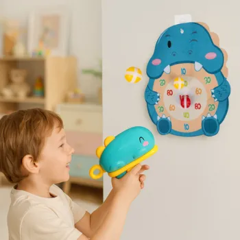 piankowe piłeczki z rzepami w różnych kolorach obok tarczy