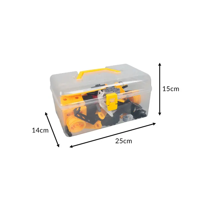 zbliżenie na śrubki, koła i trybiki z zestawu konstrukcyjnego