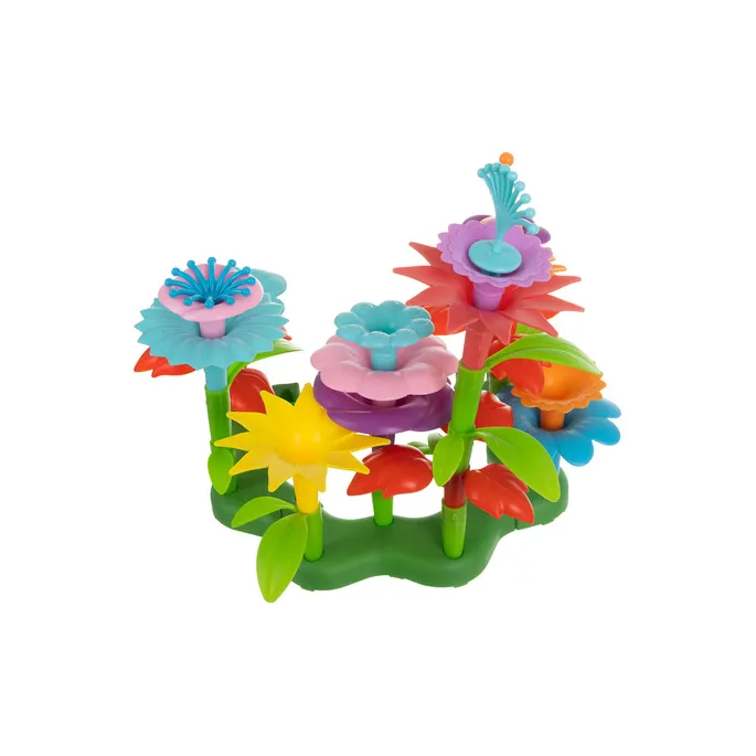 wszystkie 139 elementów klocków ułożone na stole